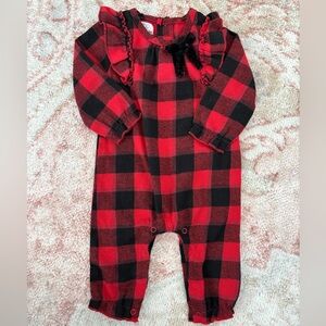 Mud Pie baby girls buffalo check flannel one piece